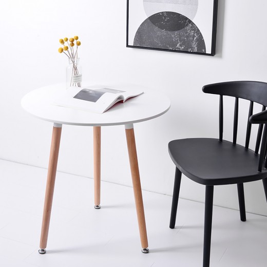 Bàn Tròn Trang Trí EAMES Hàng Nhập Khẩu, Mặt Gỗ MDF, Chân Gỗ Chắc Chắn - Bàn Cafe, Bàn Uống Trà Kiểu Dáng Trang Nhã