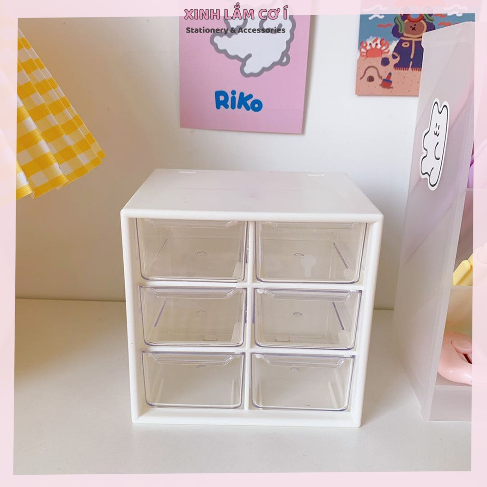 Hộp Nhựa Đựng Phụ Kiện, Washi Tape, DIY Siêu Xinh Tặng Kèm Sticker