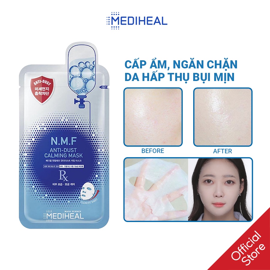 [Mã FMCGMALL - 8% đơn 250K] Mặt Nạ Thải Độc, Cấp Nước Và Phục Hồi Da Mediheal N.M.F Anti-Dust Calming Mask 27ml [K56]