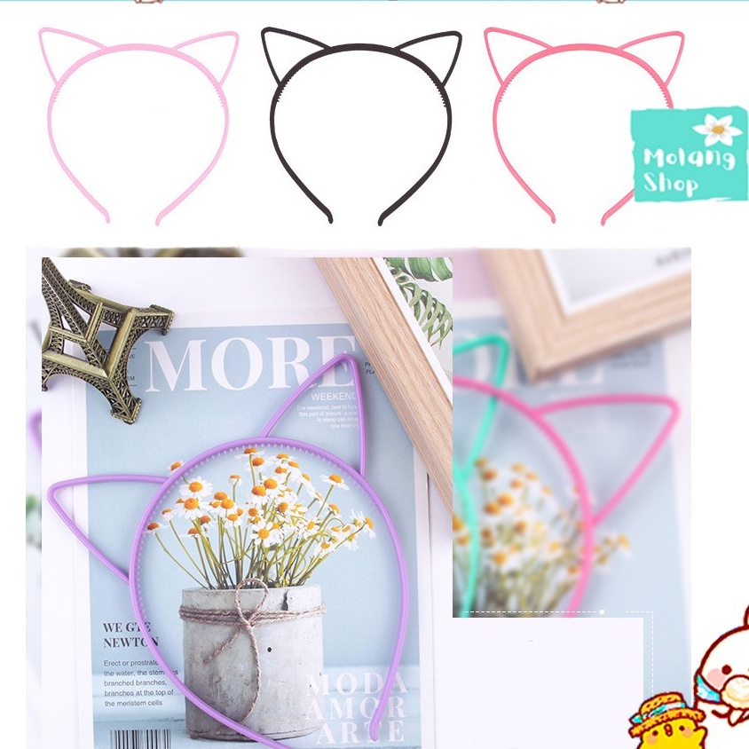 Bờm Tóc Tai Mèo - Cài tóc Kitty Mẫu Trơn Đáng Yêu Molangshop