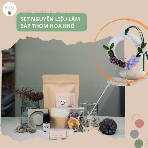 Set nguyên liệu làm sáp thơm hoa khô treo tủ (4-5 thỏi) - Mùi hương tự chọn