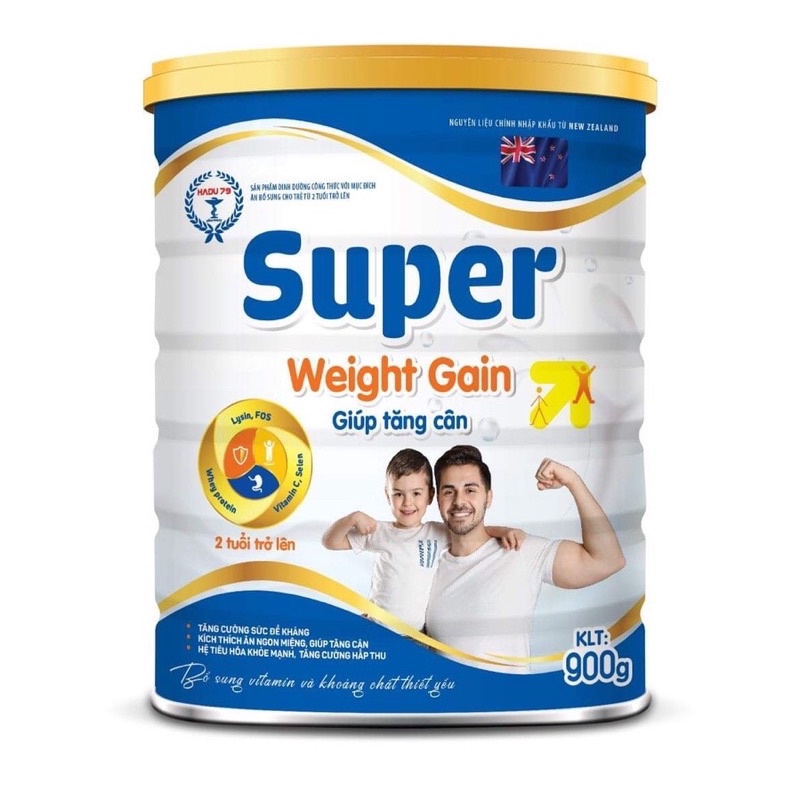 Sữa SuPer weight Gain giúp tăng cân lon 900g (hàng kèm quà tặng)