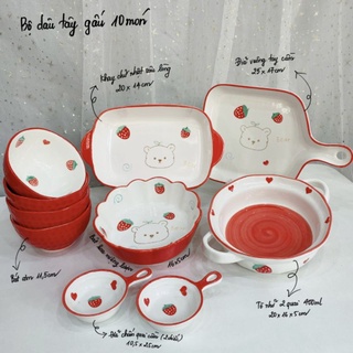 🍓Set bát đĩa dâu, gấu 🐻có tách lẻ