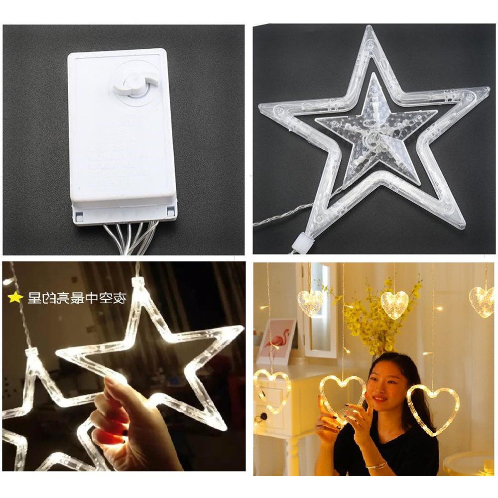 Dây đèn led trang trí cây thông noel tết phòng ngủ loại Sao nháy 12 bóng dài 4m mã 26008