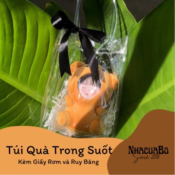 Túi Quà Trong Suốt Kèm Giấy Rơm và Ruy Băng Đựng Gấu Bông In Ảnh Nhacuabo_since2018