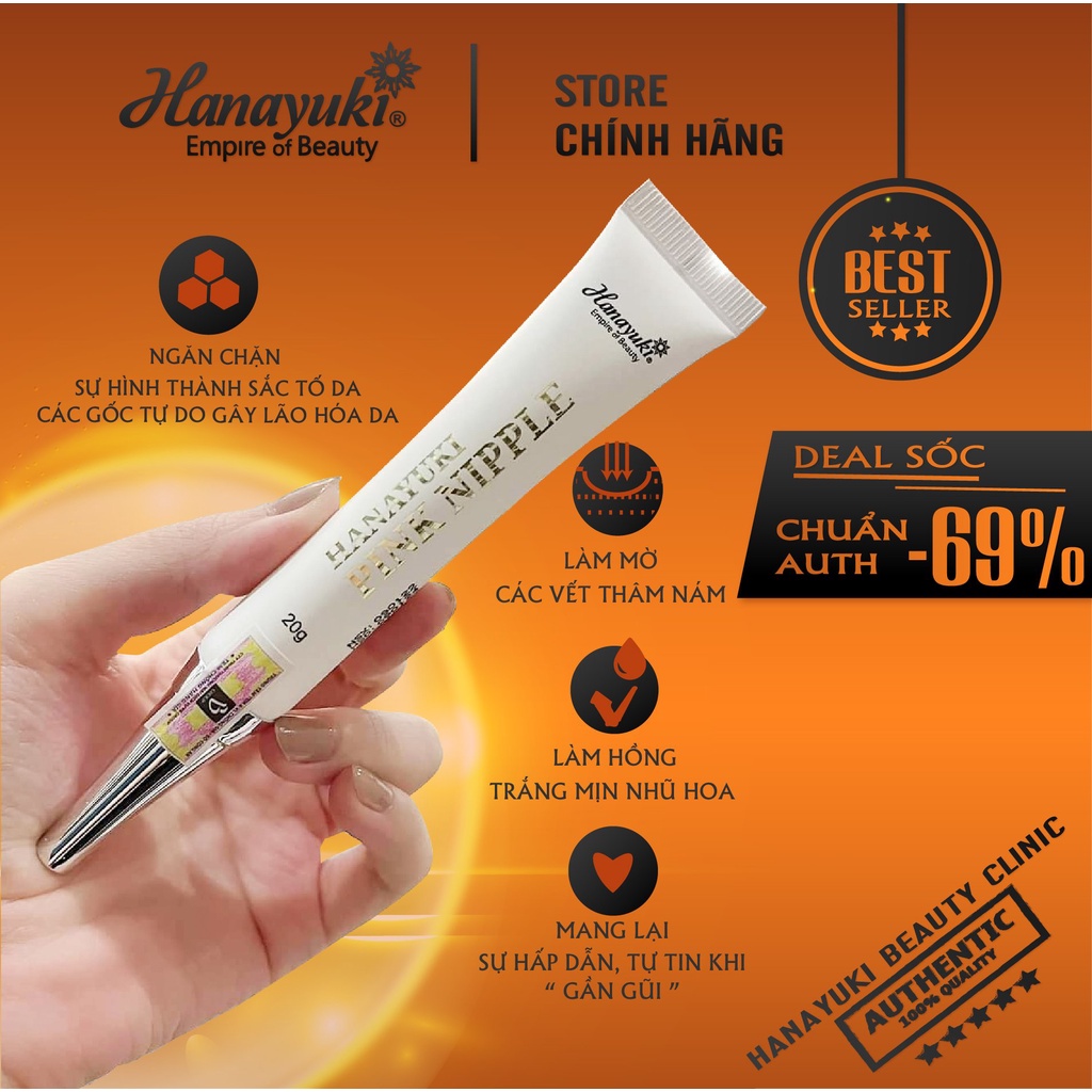 Sỉ- Kem chống thâm, xoá thâm, tái tạo làm hồng nhũ_hoa hiệu quả nhanh Hanayuki Pink Nipple chính hãng