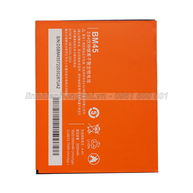 Pin cho điện thoại Xiaomi Redmi Note 2 BM45 Zin