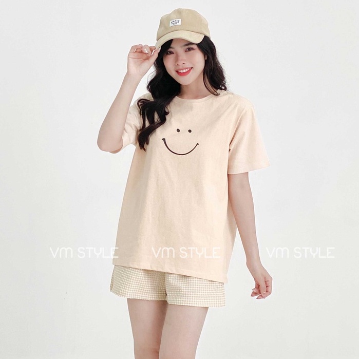 Đồ bộ VM STYLE áo thun tay ngắn mặt cười+ quần ngắn ullzang thời trang nữ 22DB04T372802