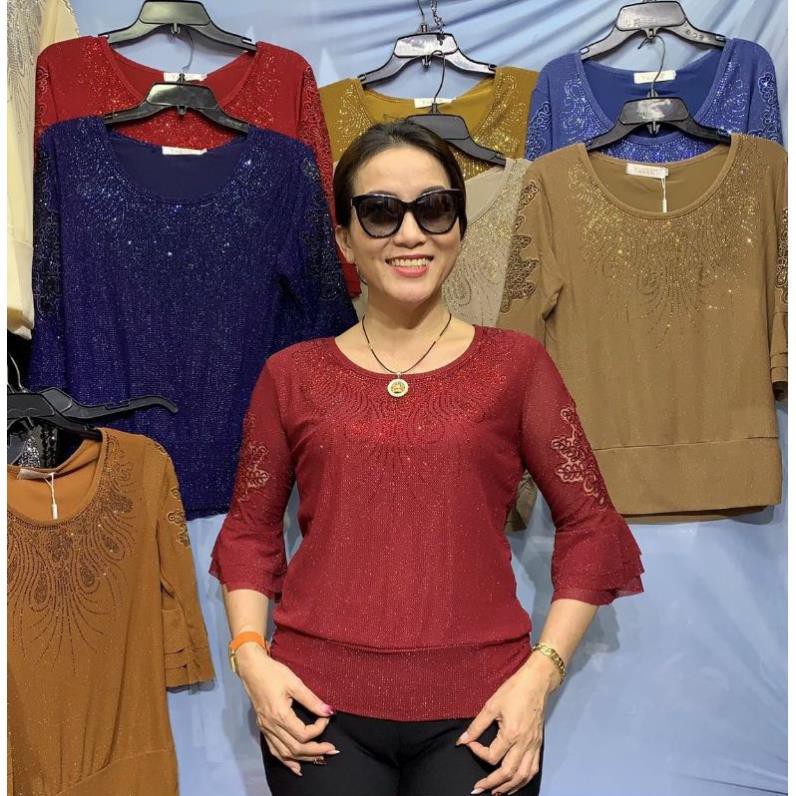 Áo Kiểu Trung Niên Dệt Kim Hàng Quảng Châu Cao Cấp 2 Size 48-78kg Mặc Vừa New