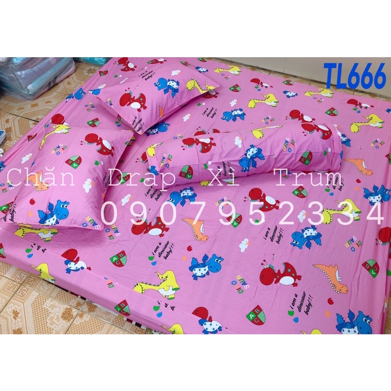 BỘ DRAP 4 MÓN VẢI COTTON THẮNG LỢI CHUẨN LOGO CTY 100% (Size M6x2M) chat chọn mẫu