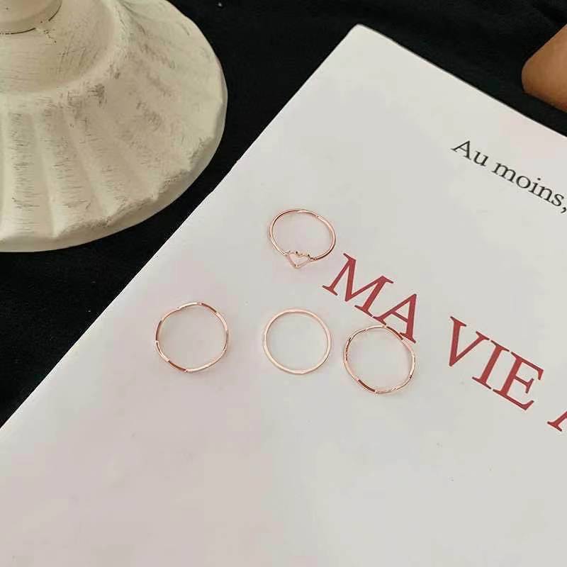 Set 4 nhẫn phong cách Hàn Quốc thời trang cho nữ