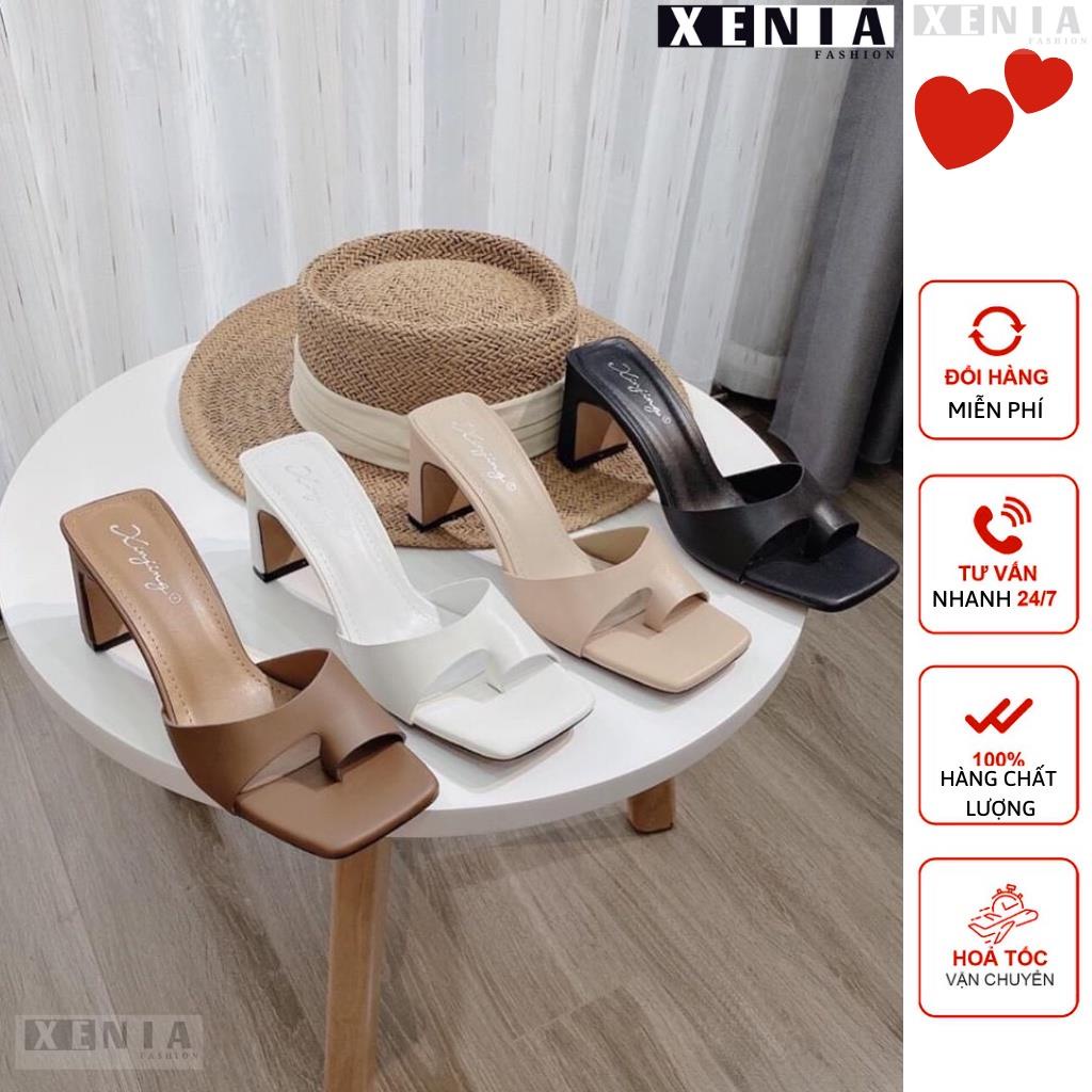 Guốc Cao Gót, Dép Xỏ Ngón Dẹp 6p Quai Bảng Xỏ Ngón Hot Trend Xenia XN609