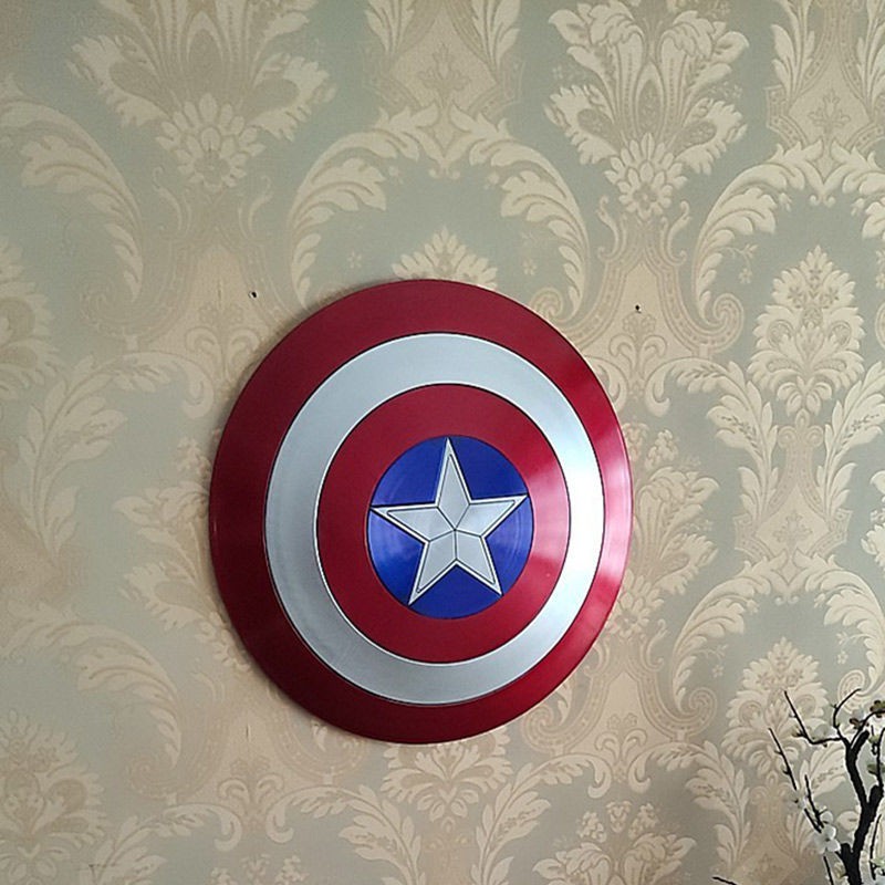 khiên nhựa Captain America 1: 1 sản xuất quy trình kéo dây kết cấu vẻ đẹp đội hình khiên tròn có thể cầm tay trang trí m