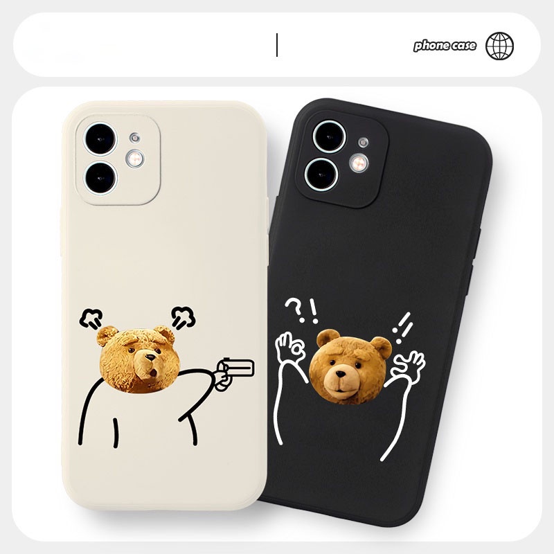 Ốp lưng IPhone IP Gấu bắn súng cạnh vuông 6/6plus/6s/6splus/7/7plus/8/8plus/x/xr/xs/11/12/13/14/pro/max/plus/promax BVC9