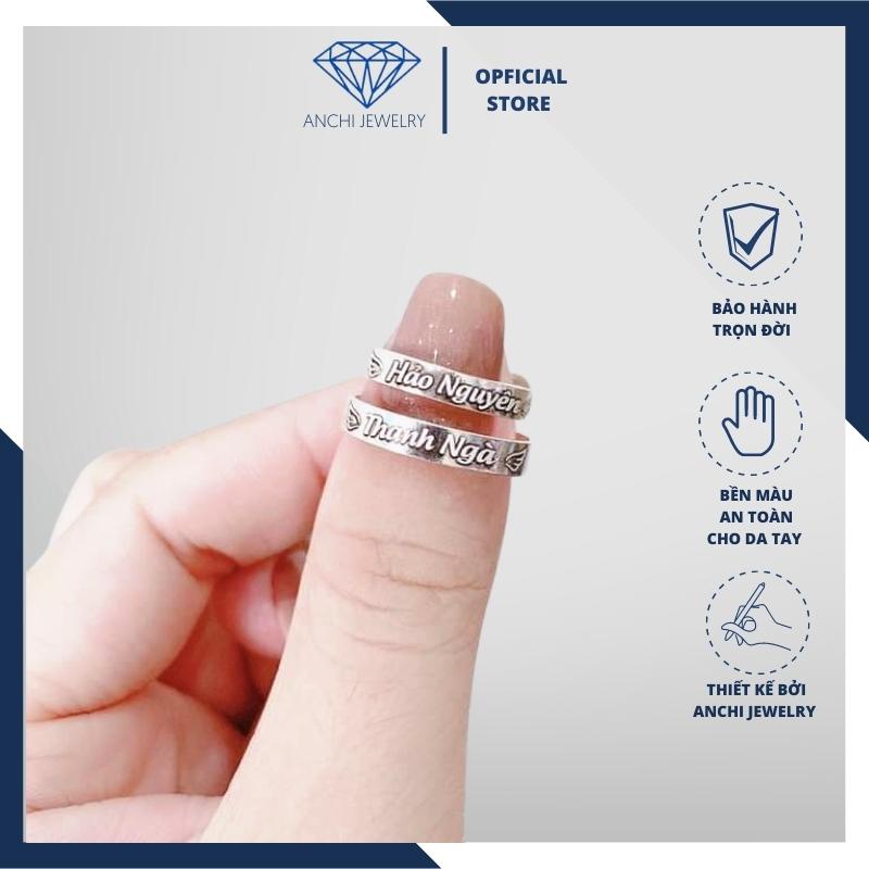 Nhẫn cặp đôi khắc tên, chuẩn bạc ta sáng đẹp - Anchi jewelry. quà tặng valentine 14/2