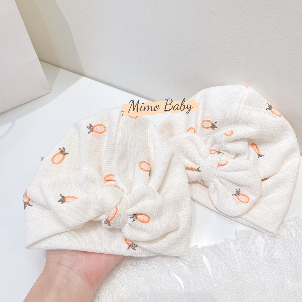 Mũ turban màu trắng kem họa tiết quả dứa xinh xắn cho bé MTB144 Mimo Baby