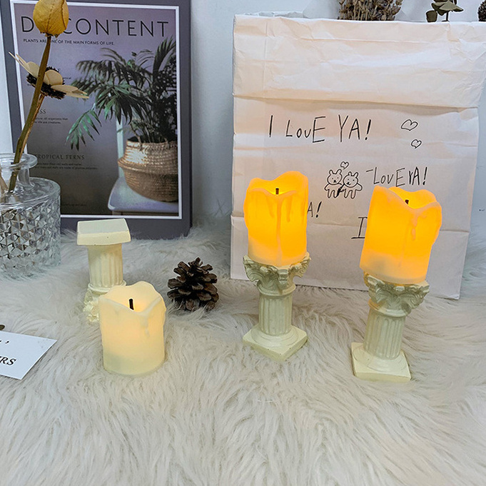 Chân Nến Điện Tử Để Bàn Phong Cách Retro Nghệ Thuật