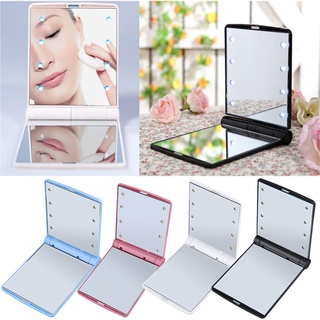 Gương trang điểm LED có đèn chiếu sáng 8 đèn gương gập gương chiếu sáng gương soi sáng gương trang điểm hai mặt gương soi di động