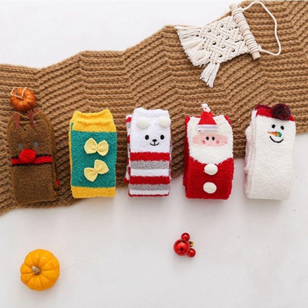 Vớ Cotton San Hô Thoải Mái Họa Tiết Giáng Sinh Dễ Thương Cho Nữ
