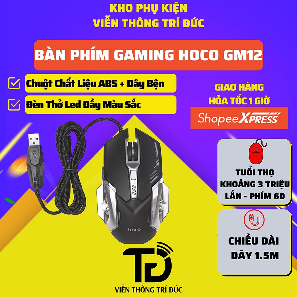 Bộ Bàn Phím Và Chuột Gaming Hoco GM12/GM11/GM16 + Lót Chuột LED RGB Tùy Chỉnh Chế Độ Đèn + Chuột Không Dây Cho Máy Tính