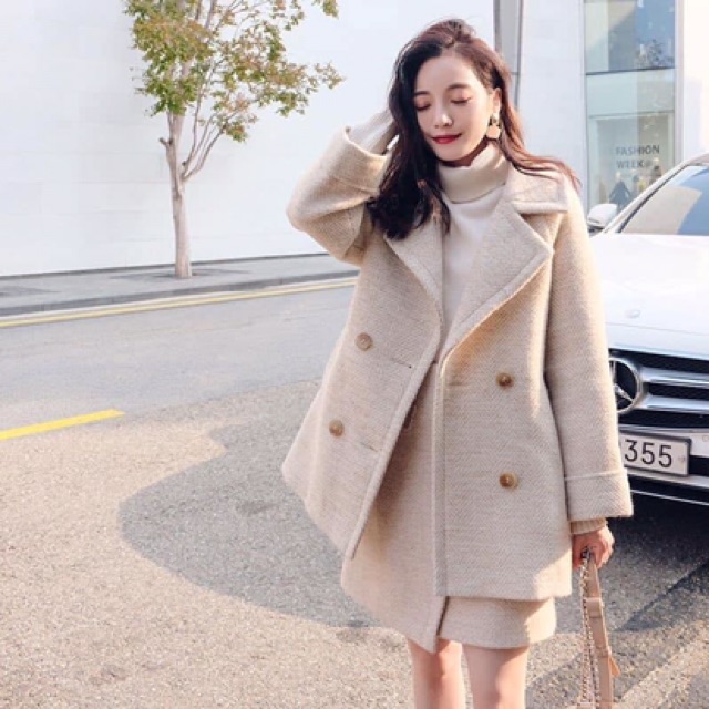 Set Áo dạ + chân váy hàng Quảng Châu cao cấp