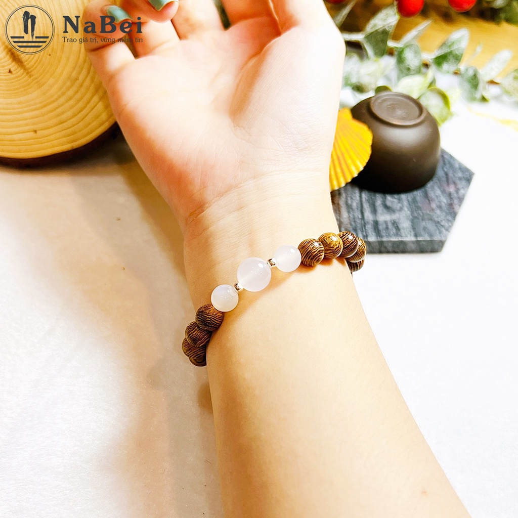 Vòng Tay Trầm Hương Mix Đá Mã Não Tự Nhiên Phù Hợp Cho Nữ Mệnh Kim, Thủy, Mộc, Hỏa, Thổ NB348 - Phong Thủy NaBei Store