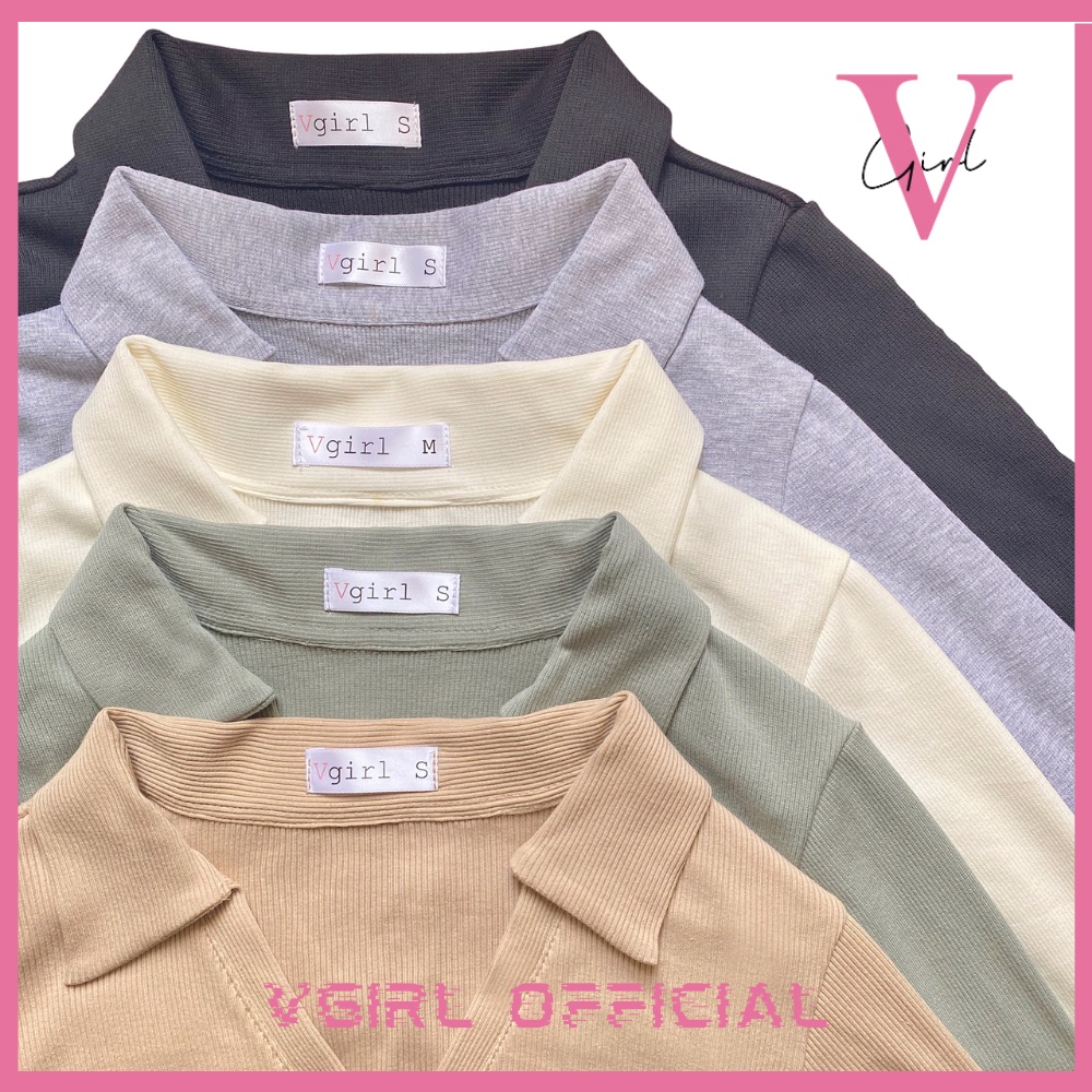 Áo croptop nữ VGIRL tay dài cổ V siêu tôn dáng [ ẢNH ĐỘC QUYỀN ]