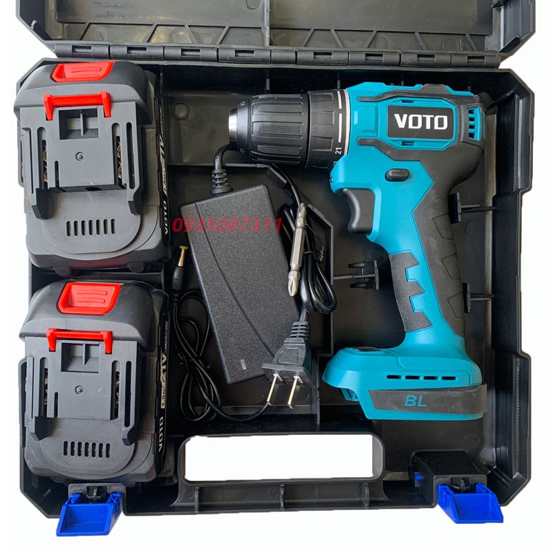 Máy Khoan Pin 21V VOTO Động Cơ Không Chổi Than Đầu Kẹp Autolock Chân Pin Makita