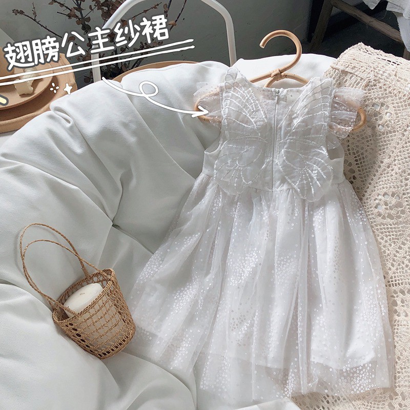 Đầm Sát Nách Cổ Tròn Họa Tiết Bướm Xinh Xắn Cho Bé Gái