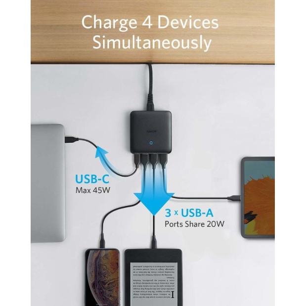 Sạc ANKER 4 cổng PowerPort Atom III Slim 65w PIQ 3.0&amp;GaN  A2045 Bảo hành 18 tháng - Phụ kiện công nghệ 88