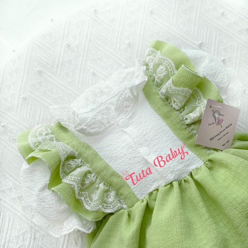 Bodysuit Cho Bé Gái Liền Thân Ngắn Tay Xanh Cốm Chất Xốp Body Bé Gái Sơ Sinh Dễ Thương FREESHIP, Body Trẻ Em Thiết Kế