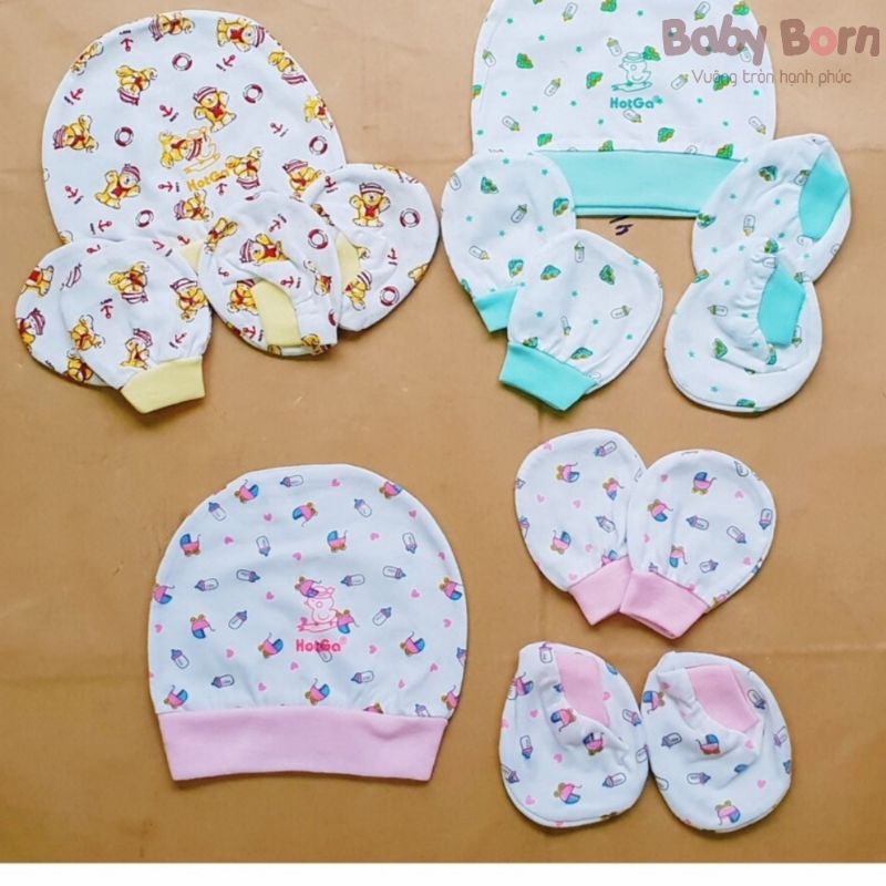 Bộ phụ kiện gồm Nón + bao tay + bao chân Hotga cho bé sơ sinh