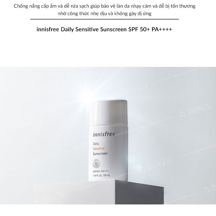 Kem chống nắng dành cho da nhạy cảm innisfree Daily Sensitive Sunscreen SPF 50+ PA++++
