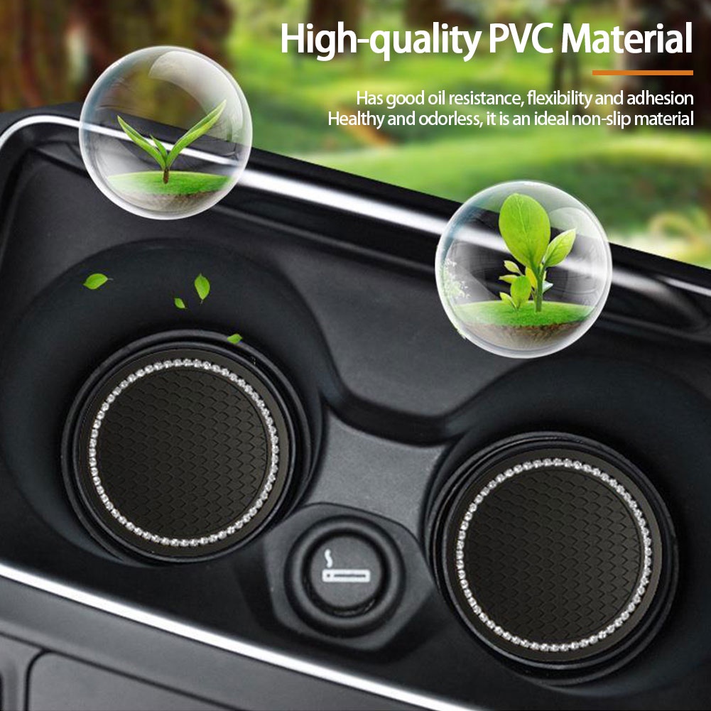 Miếng Lót Cốc Chống Trượt Đính Đá Sang Trọng Cho Xe Hơi