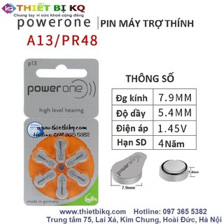 Pin máy trợ thính POWER ONE P13 made in germany vỉ 6 viên