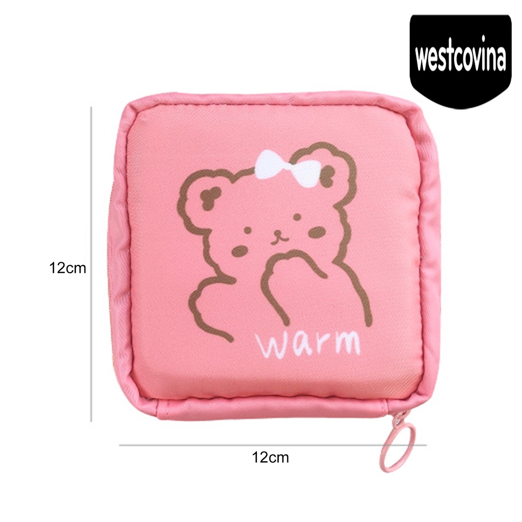 [Hot]☀ Túi Đựng Khăn Giấy Tampon Bằng Nylon Chống Nước Thiết Kế Khóa Kéo In Hoạt Hình Cho Nữ