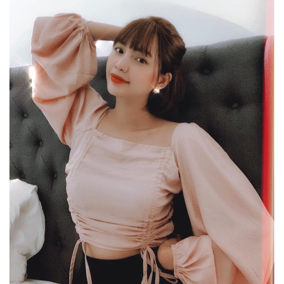 CROPTOP RÚT NHÚN 2 BÊN 🖤 Hình thật shop chụp | BigBuy360 - bigbuy360.vn