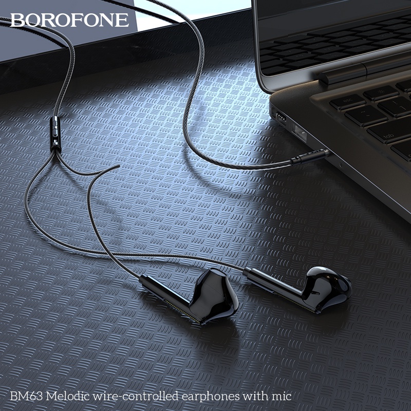 Tai nghe Borofone BM63 chân cắm tròn 3,5mm có mic đàm thoại, chỉnh âm lượng