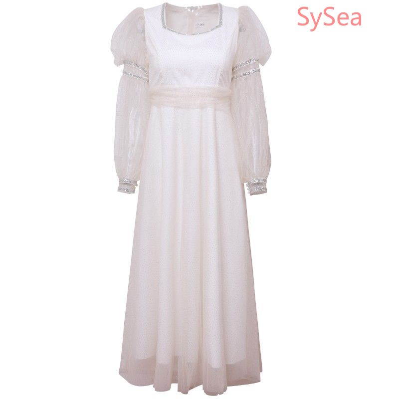 Đầm Dài Tay Phối Lưới Xinh Xắn Dành Cho Nữ