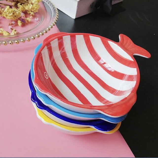 Bộ Bát Ăn Hoa Quả Ăn Dặm Hình Cá Ngũ Sắc Đáng Yêu Hàng Cao Cấp Cho Bé, Bát Gốm Sứ Decor Cho Các Mẹ
