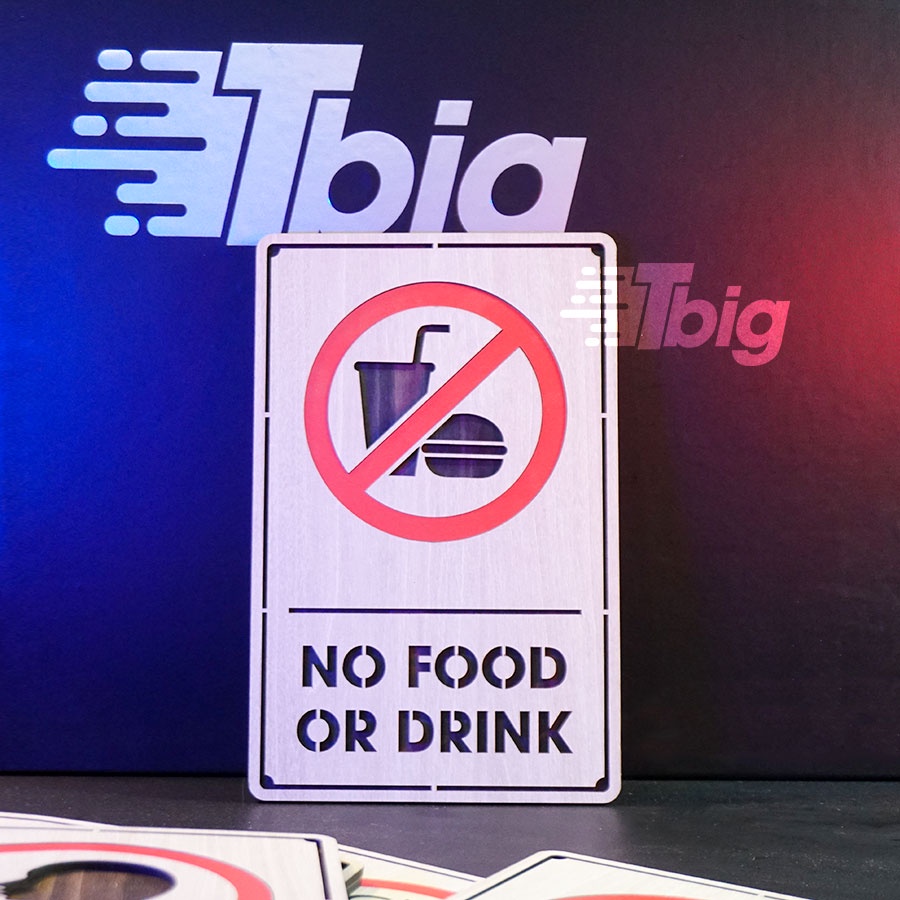 Biển no food or drink (cấm ăn uống) TC06 cắt laser có sẵn keo dán tường