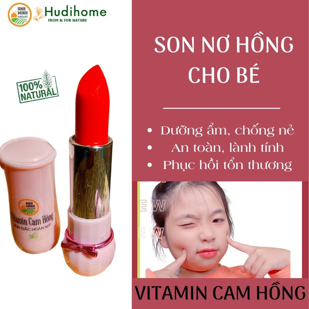 Son nơ Hồng Vitamin Cam Hồng – Thỏi son dưỡng môi có màu cho bé