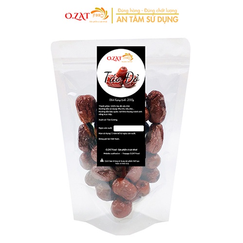 Táo đỏ khô O.ZAT Food 200g - giúp ngủ ngon tăng cường sức đề kháng giảm căng thẳng mệt mỏi stress cải thiện táo bón