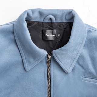 (Chính Hãng AMRISH) Áo Khoác Wool Zip Up Jacket - Xanh
