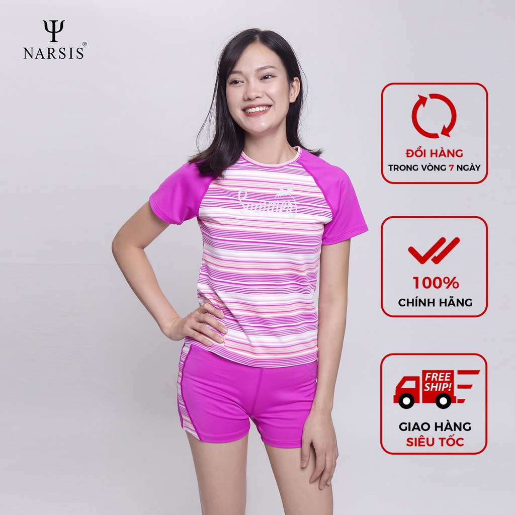 [Mã BMBAU50 giảm 7% tối đa 50K đơn 99K] Bộ đồ bơi nữ Narsis A9010 màu hồn kẻ hồng
