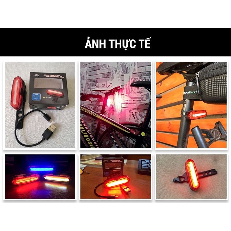 Đèn hậu xe đạp 3 pha, 5 chế độ sáng, sạc USB hỗ trợ 48h dùng liên tục