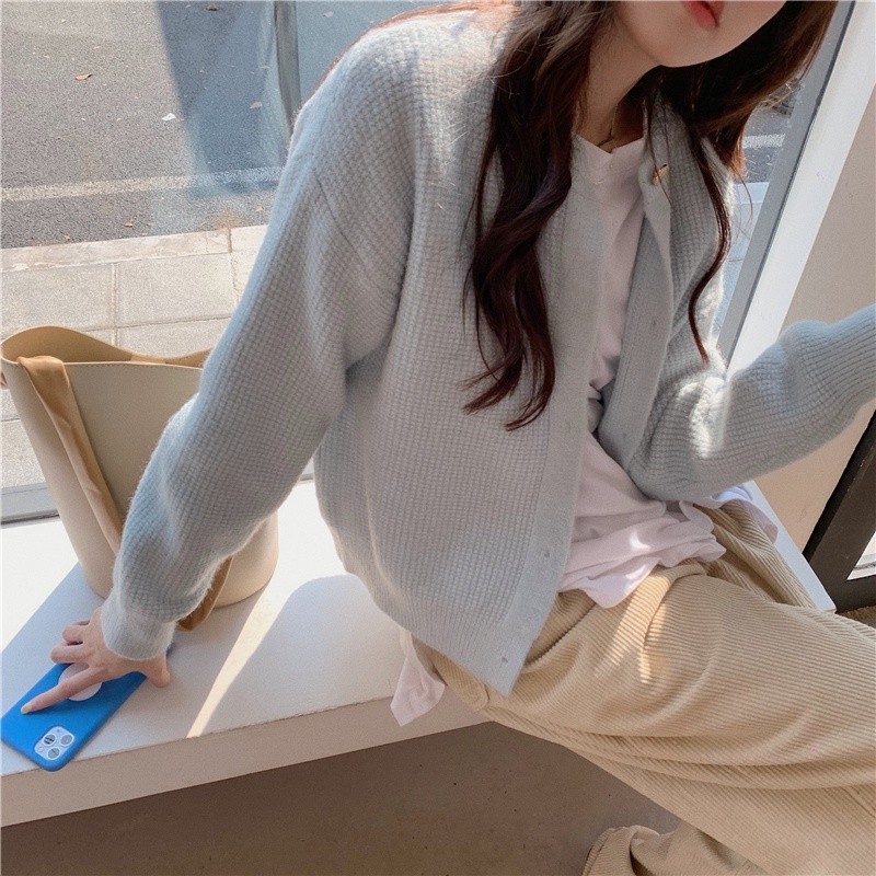 Áo Cardigan Dệt Kim Tay Dài Màu Sắc Nhẹ Nhàng 57379