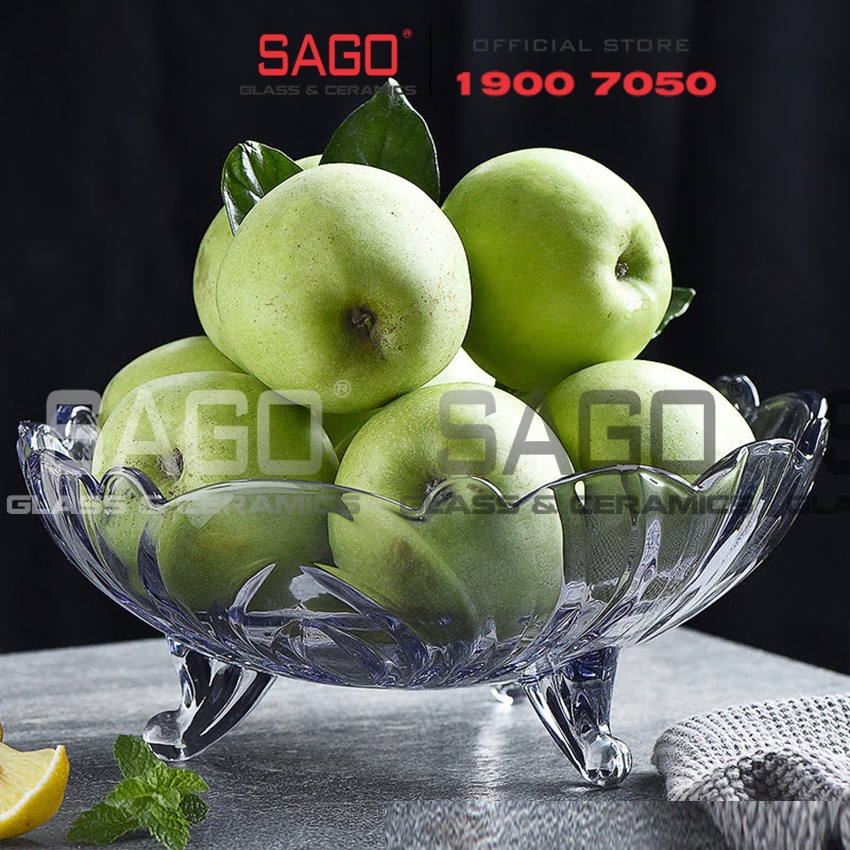 Đĩa Thủy Tinh Ba Chân Đựng mứt , Bánh kẹo | Tùy chọn Màu Sắc , Âu Thủy Tinh Cao cấp