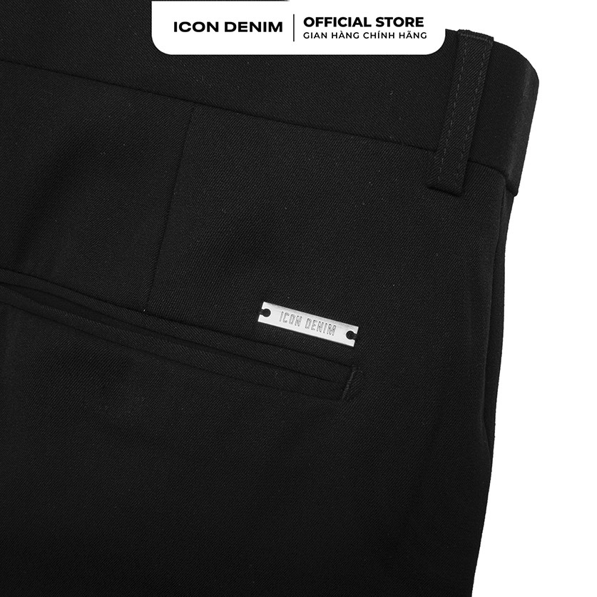 Quần Tây Nam Trơn ICON DENIM Dáng Slim-fit Đen Phối Móc Phụ Kiện | BigBuy360 - bigbuy360.vn