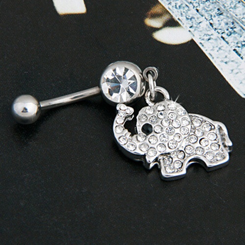 Khuyên rốn gắn phụ kiện hình voi đính đá cá tính cho nữ